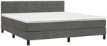 vidaXL Boxspringbett mit Matratze & LED Dunkelgrau 180x200 cm Samt