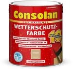 Consolan Wetterschutzfarbe, Deckender Holzschutz f&uuml;r Au&szlig;en, Sandgelb, 2,5L