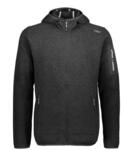 CMP, Knit tech fleece jacket with hood, NERO-GLACIER, 50, Schwarz-Glacier