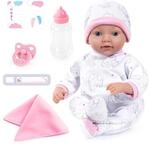 Bayer Design 93827AB Reborn Babypuppe, 38 cm, realistisch, lebensecht, mit Flasche,
