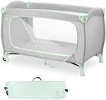 hauck Reisebett Sleep N Play Go Plus, Dusty Mint - Baby Kinderreisebett mit R&auml;dern,