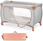 hauck Reisebett Sleep N Play Go Plus, Dusty Cork - Baby Kinderreisebett mit R&auml;dern,