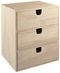 Rayher 62382000 Holz Kom&ouml;dchen FSC Mix Credit, 21,5x14,5x16cm, 3 Schubladen
