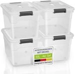 Juskys Aufbewahrungsbox mit Deckel - 4er Set Kunststoff Boxen 60l - Box gro&szlig;,