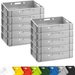 BURI 10 St&uuml;ck Fleischkiste E1 Lagerkiste 60x40x12,5 cm Metzgerkiste Eurobox Grau -