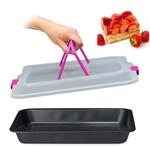 Relaxdays Backblech mit Deckel, 3 in 1 Kuchen Transportbox, BxT 40,5 x 32,5 cm,