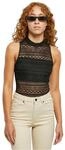 Urban Classics Damen T-Shirt Ladies Crochet Jersey Turtleneck Body Black XXL