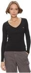 Tommy Jeans Damen Tjw Slim Essential Rib V Ls Dw0dw17990 Kurzarm T-Shirt, Schwarz, M