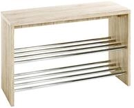 HAKU Schuhbank Chrom Eiche Schuhregal mit Sitzfl&auml;che Sitzbank Eingangsbereich MDF