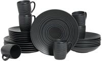 CreaTable, 20568, Serie Lava Stone Black, 24-teiliges Geschirrset f&uuml;r 6...