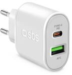 SBS 20W Ultra schnelles Ladeger&auml;t, mit 1 USB-C und 1 USB-Anschluss, Wandladeger&auml;t