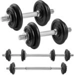 SONGMICS 2-in-1-Hanteln, 2 x 10 kg Hantelset aus Gusseisen, verstellbar,