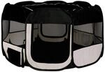 lionto Welpenauslauf f&uuml;r Hunde, Faltbar, &Oslash; 110cm, H&ouml;he 64 cm, Schwarz/Beige