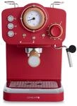 CREATE / THERA RETRO/Halbautomatische Espressomaschine Rot Matt und Holz / 20bar