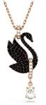 Swarovski Swan Anh&auml;nger, Schwarze, Ros&eacute; Vergoldete Damenhalskette mit gro&szlig;em
