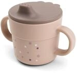 Done by Deer Foodie Trinklernbecher Happy dots Rosa, 2-in-1 - Kinderbecher mit Henkel