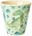 Medium Melamin Becher - Salbeigr&uuml;n - Dinosaurs Print