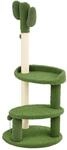 PawHut Kaktus Kratzbaum 111 cm Katzenkratzbaum mit 2 Etagen, Spielball...