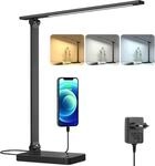 Lepro LED Schreibtischlampe 15W, Dimmbar Tischleuchte 655LM mit 3 Farbmodi & 5