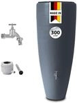 GARANTIA 2in1 Regentonne Komplett-Set 300 Liter Graphite Grey inkl. Chrom-Auslaufhahn