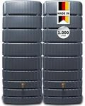4rain Slim Wandtank-Set Regentonne 1000 Liter Graphite Grey, 2 x Slim 500 Liter inkl.