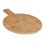 Relaxdays Pizzabrett, Bambus, &Oslash; 30 cm, Servierbrett f&uuml;r K&auml;se, Pizza & Obst,