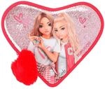 Depesche 12260 TOPModel One Love gef&uuml;llte Herz-Federtasche in Rot mit Model Motiv