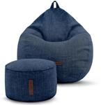 Green Bean Indoor XXL Sitzsack Home Linen + Hocker mit EPS-Perlen F&uuml;llung -