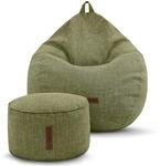 Green Bean Indoor Sitzsack Home Linen + Hocker mit EPS-Perlen F&uuml;llung - Sitz-Pouf