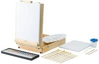 CRELANDO Tischstaffelei im Koffer 51tlg. Staffelei Acrylfarbe Leinwand