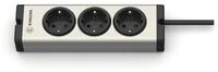 EHMANN 0600x00032031 Aluminium Steckdosenleiste Universal 3-Fach, 1,5 m Zuleitung