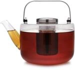 VIVA Teekanne mit Siebeinsatz & Stoevchen, Glas, fuer losen Tee, 1,3 l