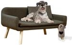 Rohrschneider Premium Hundesofa XL, Braun/Grau, Kunstleder