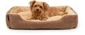 lionto Hundebett mit Wendekissen, Hundek&ouml;rbchen, 75 x 60 cm, Braun/Beige | Robustes