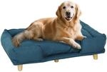 PawHut Hundesofa mit R&uuml;ckenlehne f&uuml;r gro&szlig;e Hunde 96 x 66 x 24 cm Blau 