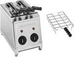 Milantoast 2-er Toaster mit Zangen und Br&ouml;tchenaufsatz (Edelstahl/Geb&uuml;rstetes