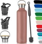 Milu Edelstahl Trinkflasche 350ml 500ml 750ml 1000ml (+3 Deckel) Thermosflasche mit