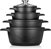 briebe Topfset Induktion 8-Teilig, Kochtopf Set 4 T&ouml;pfen aus Aluminiumguss,