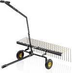 Wiltec Rasentraktor Rechen mit 148 cm Arbeitsbreite, Rasenl&uuml;fter zum Entmoosen und