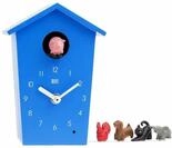 KOOKOO AnimalHouse Blau, Moderne kleine Kuckucksuhr mit 5 Bauernhoftieren, Aufnahmen
