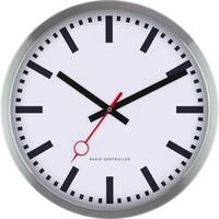 59530-07-Eurotime Funkwanduhr im Aluminium-Geh&auml;use Silber und