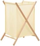 vidaXL W&auml;schekorb Zedernholz Stoff Beige W&auml;schesammler W&auml;schebox W&auml;schetruhe