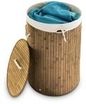 Relaxdays W&auml;schekorb Bambus, faltbare W&auml;schetonne mit Deckel, Volumen 70 l,
