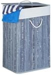 Relaxdays W&auml;schekorb Bambus, mit Deckel, rechteckig, XL, 83 L, faltbarer