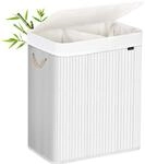 SONGMICS W&auml;schekorb 2 F&auml;cher, 100 L, mit Deckel, faltbar, Bambus