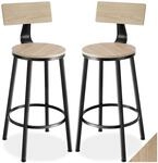 tectake&reg; 2er Set Barhocker mit Lehne, Hocker Holz, Bistrohocker Industrial,