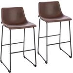 SVITA John 2-er Set Barhocker Barstuhl mit R&uuml;ckenlehne Retro Kunst-Leder Braun