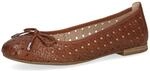 CAPRICE Damen Ballerinas aus Leder mit Lochmuster, Braun (Cognac Nappa), 36 EU