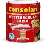 Consolan Wetterschutzfarbe, Deckender Holzschutz f&uuml;r Au&szlig;en, Rehbraun, 2,5L