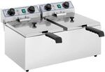 Royal Catering Fritteuse Edelstahl Doppel-Fritteuse RCTF-13DH (Kapazit&auml;t 2 x...